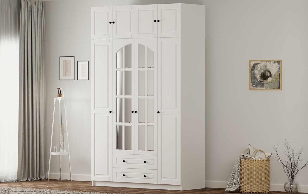 Dulap pentru haine, Hanah Home, Rb-185-12, 140x240x52 cm, Alb mat - imagine 7